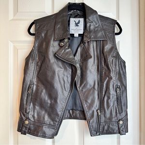 Vintage Havana Faux Leather Moto Vest